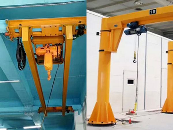 Suspended and standing column cantilever crane